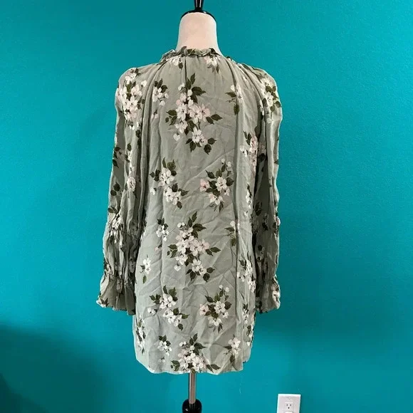 Reformation Adrienne Giana Dress Green Floral Mini Ruffle Relaxed Fit Size M - Picture 6 of 8